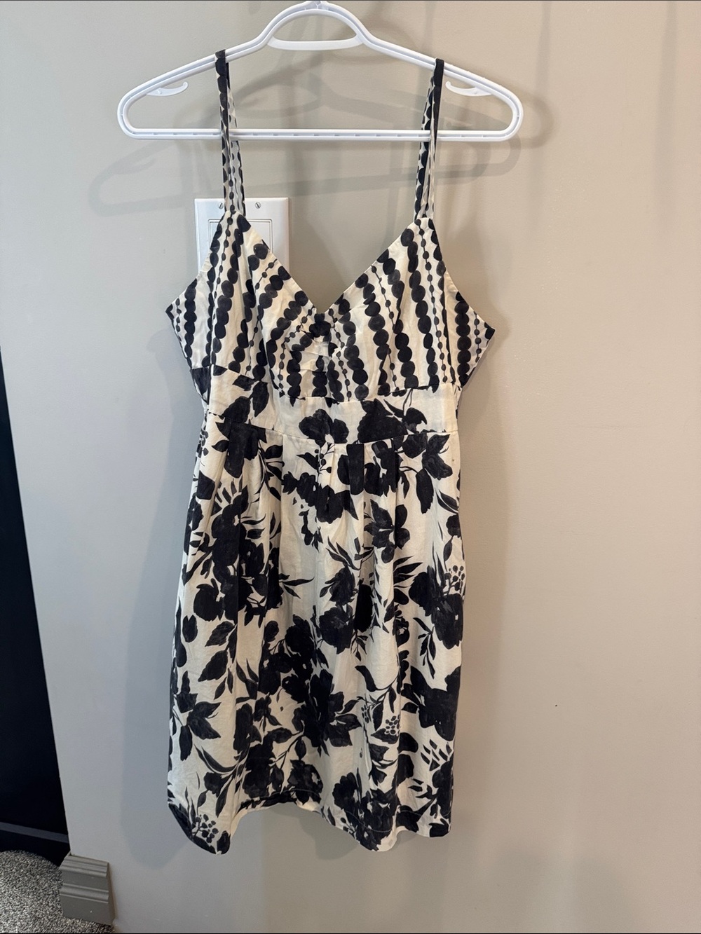 Joe Fresh Black & Cream Floral Spaghetti-Strap Dress